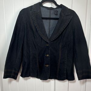 BISOU BISOU Button Collared Short Jacket Dark Blue Women's Size 12